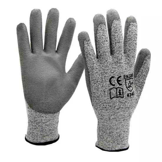 Guantes de seguridad en el trabajo industrial de construcción revestidos de PU de 13G Hppe